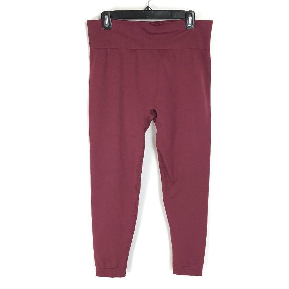 Knix Cropped Leggings Women's Plus Size XXL Burgundy Pull-On Stretch Fitness Gym